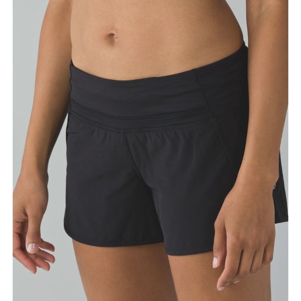 Lululemon Run Times Shorts Size 4 Black 4" inseam. 4 Way Stretch